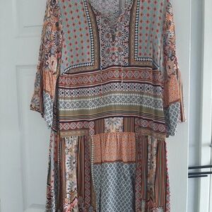 Elegant Long Sleeve Patterned Dress